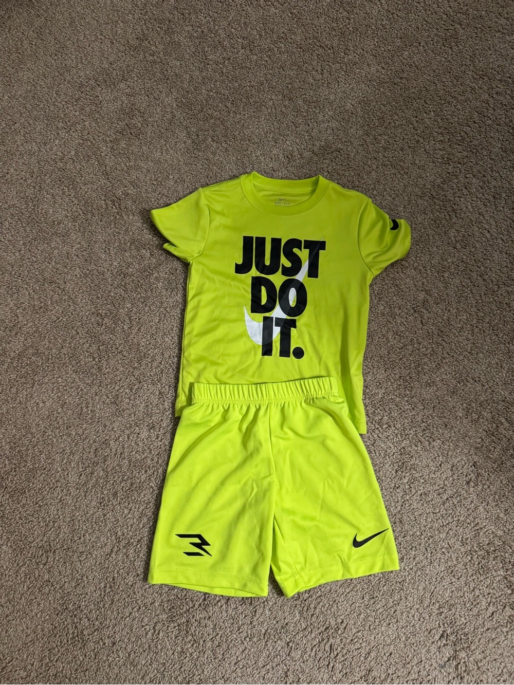 Nike Neon Yellow Kids' 'Just Do It' Tee and Shorts Set
